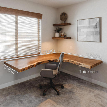 Rustic Corner Floating Desk  L Shaped For Home Office