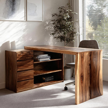 Contemporary Office Desk With Open Shelving For Workspace