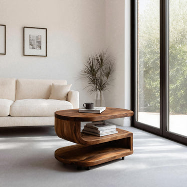 Handcrafted Sculptural Side Table Three Level For Living Room