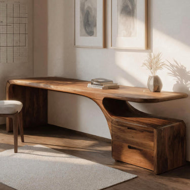 Modern Desk With Sculptural Single-Leg For Home Office