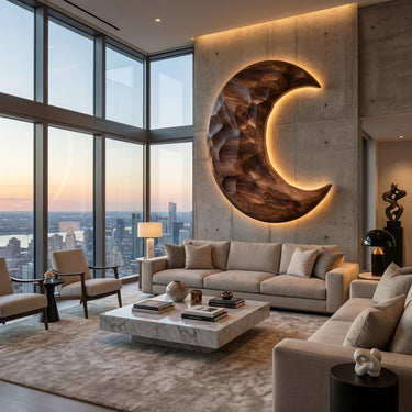 Organic Modern Crescent Wood Wall Art  For Living Room