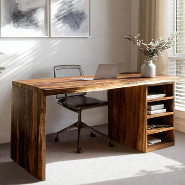Handcrafted Desk With Storage Shelves For Home Office