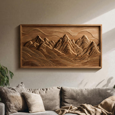 Large Mountain Wall Art Carved Landscape For Sofa Wall