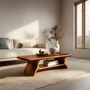 Modern Wooden Coffee Table With Open Shelf For Home Decor