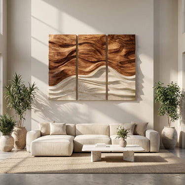 Contemporary Wave Triptych Wall Art For Home Areas