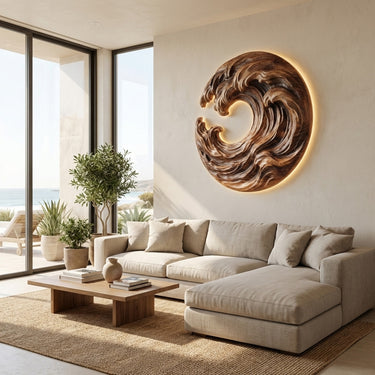 Organic Wooden Wave Wall Art For Wall Decor