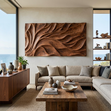Abstract Carved Wall Art Sculpture For Living Room Decor