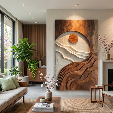 Modern Natural Wood Wave Wall Art For Interior Decor