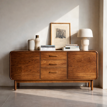 Modern Organic Sideboard With Center Drawers For Living Room
