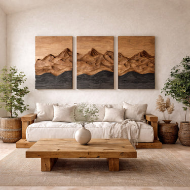 Modern Farmhouse Mountain Wood Wall Art For Living Room