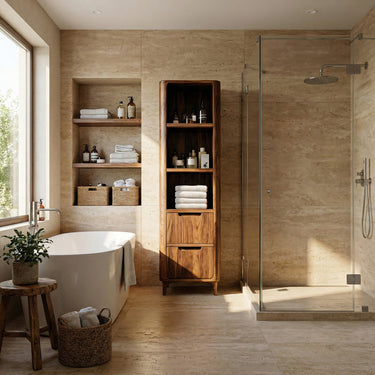 Tall Bathroom Cabinet With Five Tiers For Modern Bathroom
