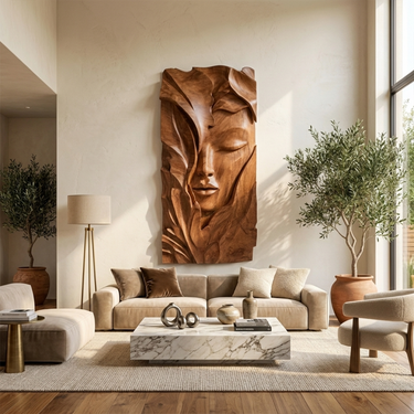 Sculptural Face Wall Art For Living Room