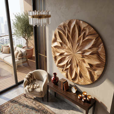 Round Mandala Wall Art With Textured Design For Bedroom