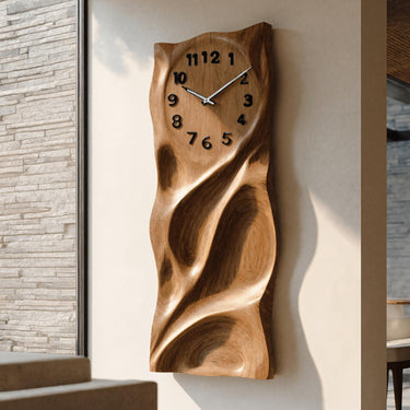 Modern Wall Clock Carved Design For Living Room Interior