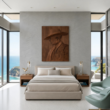 Modern Cowboy Portrait Wall Art For Home Office