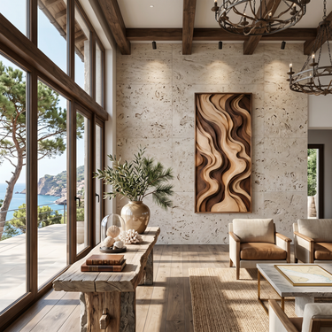 Organic Flowing Panel Wall Art For Bedroom