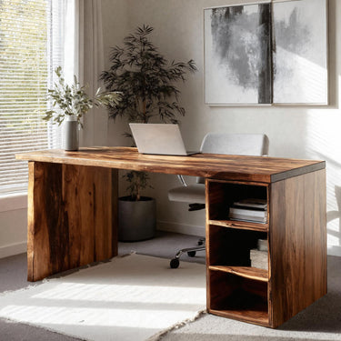 Minimal Office Table With Open Storage For Home Office