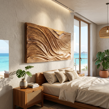 Modern Wall Art With Flowing Relief Design For Sunroom