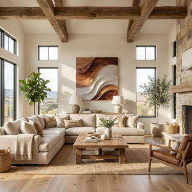 Abstract Curved Wood Wall Art For Luxury Living Room