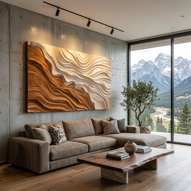 Modern Wooden Wave Wall Art For Bedroom