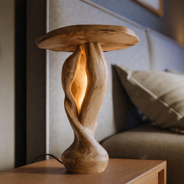 Hand-Carved Organic Table Light For Bedroom Decor