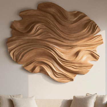 Modern Round Wave Flow Carved Artwork For Living Room