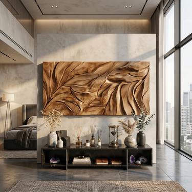 Organic Modern Wall Art With Relief Design For Living Room
