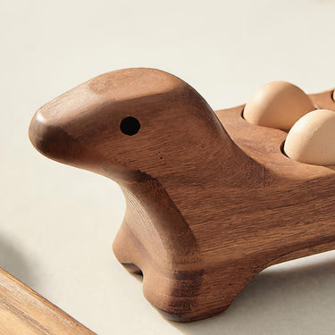 Rustic Egg Holder Lovely Dog Carving For Kitchen