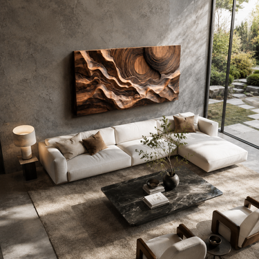 Abstract Wall Art With Layered Waves For Living Room
