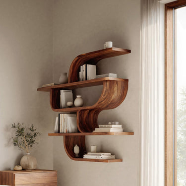 Statement Wall Shelf With Flowing Curves For Modern Home