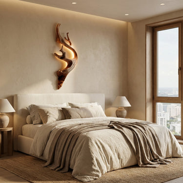 Sculptural Tree Branch Wooden Wall Lamp With LED For Home