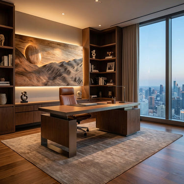 Large Sun Over Mountains Wooden Wall Art For Home