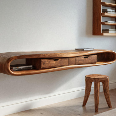Modern Floating Desk With Storage Drawers For Home Office