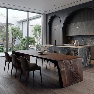 Contemporary Carved Wooden Dining Table For Dining Room