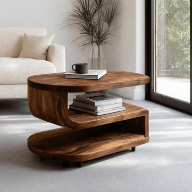 Handcrafted Sculptural Side Table Three Level For Living Room