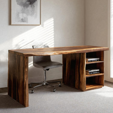 Modern Desk With Built In Storage Shelves For Home Office