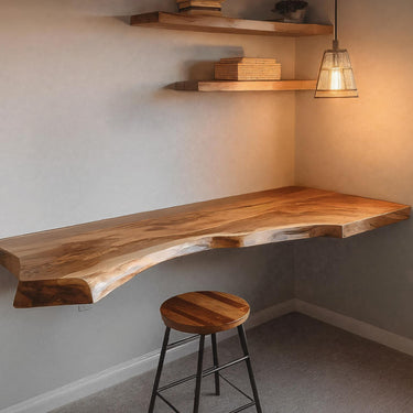 Organic Live Edge Wall Desk For Small Office