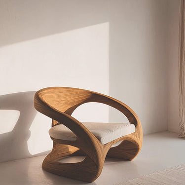 Artistic Curved Armchair Without Upholstered Seat For Living Room