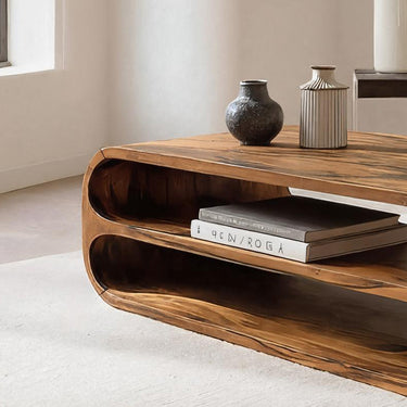 Minimalist Coffee Table With Storage Shelf For Living Room