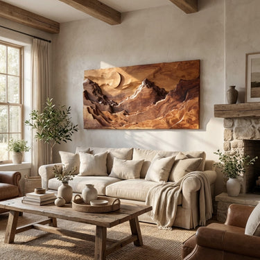 Panoramic Mountain Landscape Wooden Wall Art For Home Decor