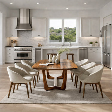 Organic Modern Dining Table With Curved Sculptural Base For Dining Room