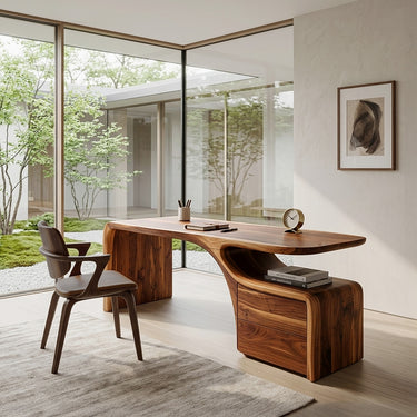 Modern Desk With Sculptural Single-Leg For Home Office