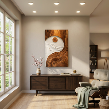 Modern Natural Wood Wave Wall Art For Interior Decor