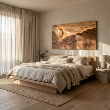 Large Sun Over Mountains Wooden Wall Art For Home