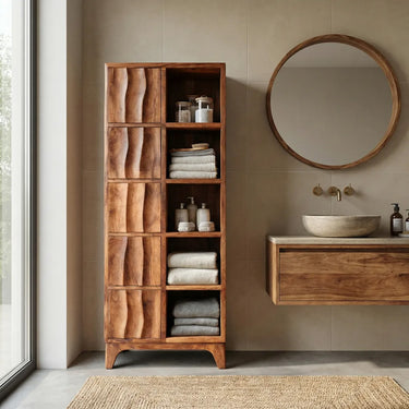Handcrafted Wooden Bathroom Storage Cabinet For Spa-Inspired Interior