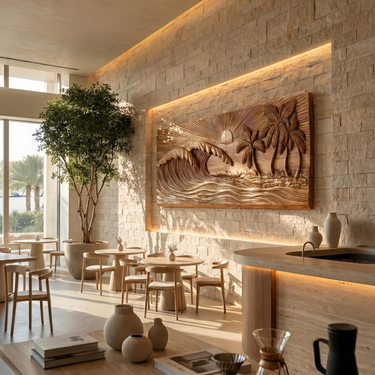 Tropical Beach Wood Wall Decor For Modern Coastal Living Space