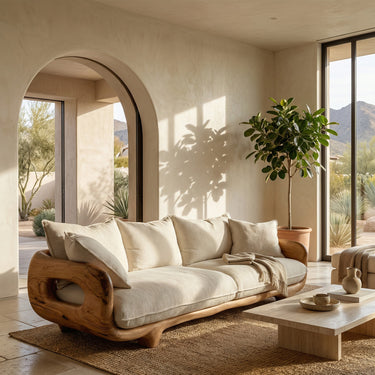 Modern Farmhouse Curved Sofa For Living Room