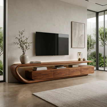 Handcrafted Natural Wood TV Console For Luxury Interior