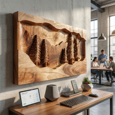Rustic Mountain Forest Wood Wall Art Modern Cabin Interior Decor