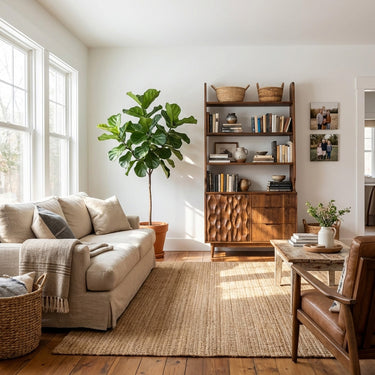 Organic Carved Wooden Bookshelf For Living Room